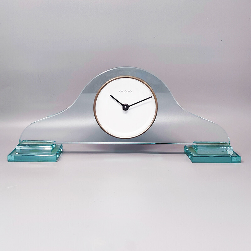 Vintage crystal table clock by Omodomo, Italy 1970