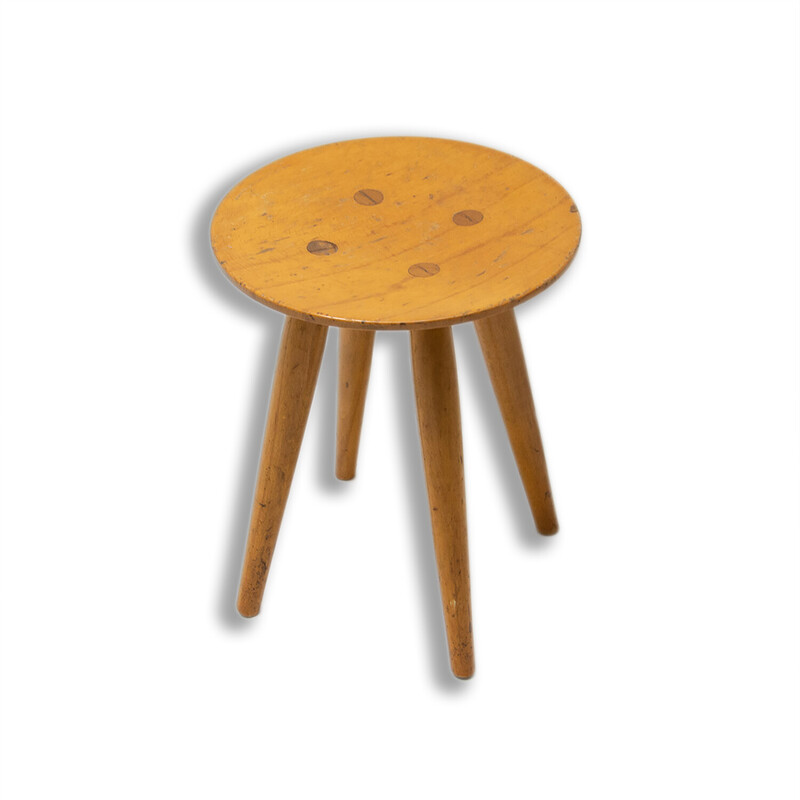 Vintage beechwood stool by Úluv, Czechoslovakia 1960