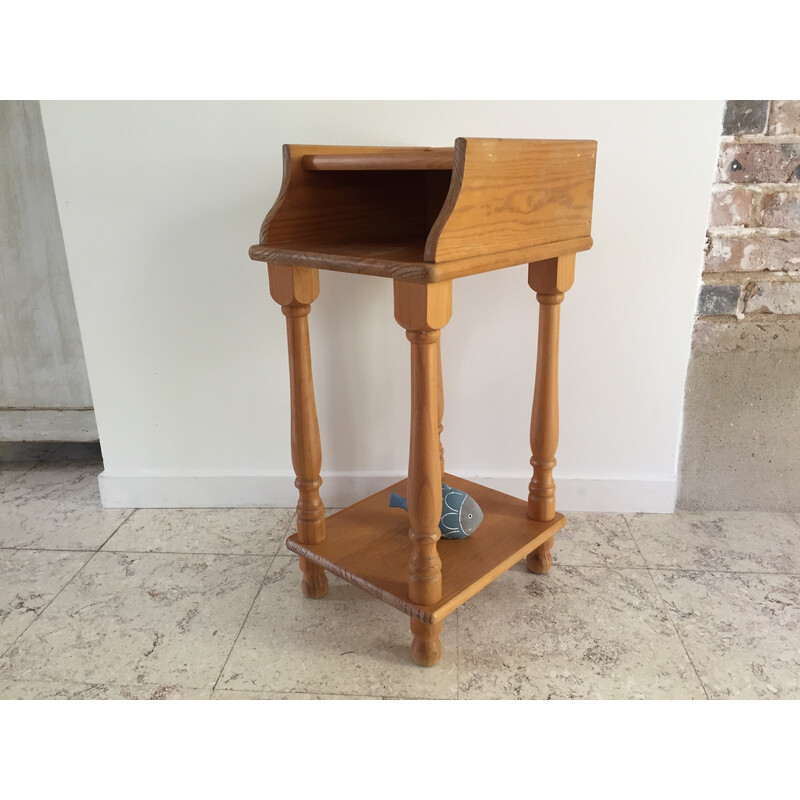 Vintage geometric wood night stand, 1970-1980