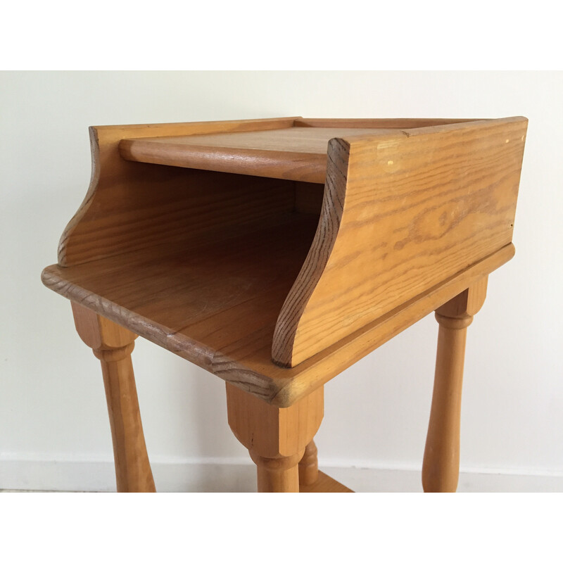 Table de chevet vintage géométrique en bois, 1970-1980