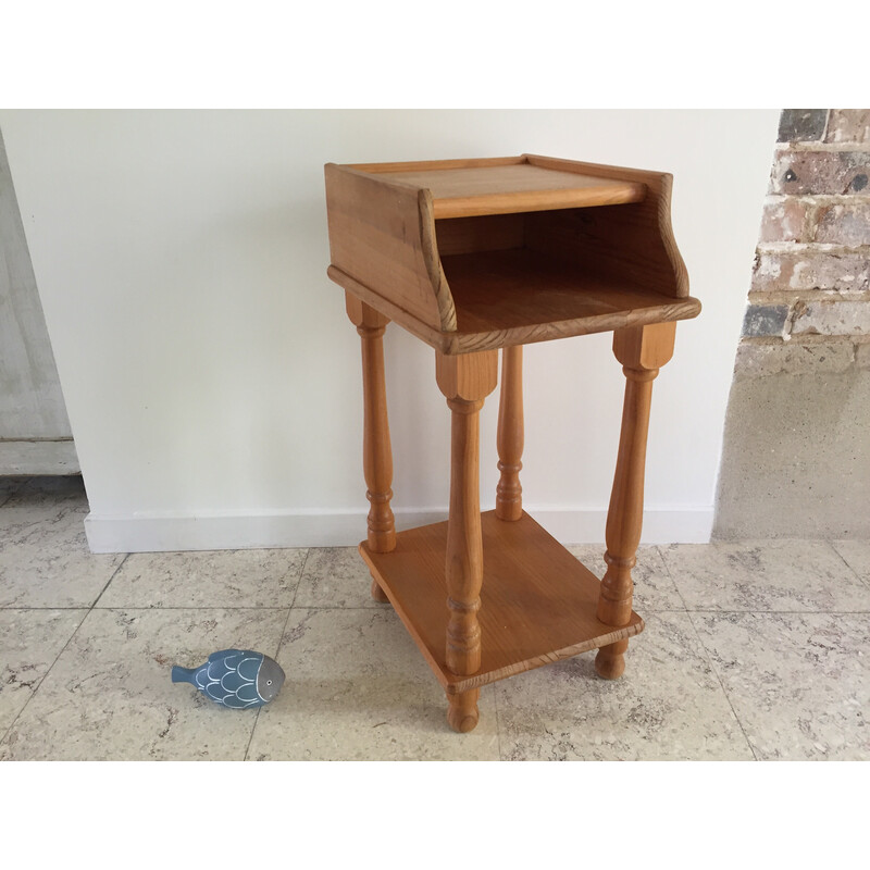 Table de chevet vintage géométrique en bois, 1970-1980