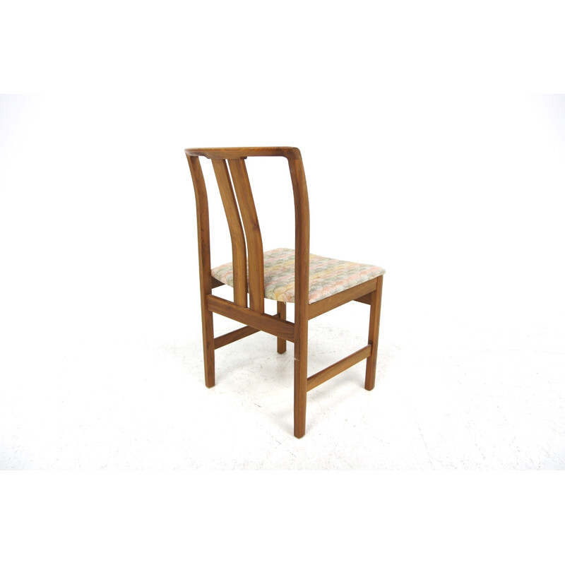 Set van 6 Scandinavische vintage notenhouten stoelen, Zweden 1960