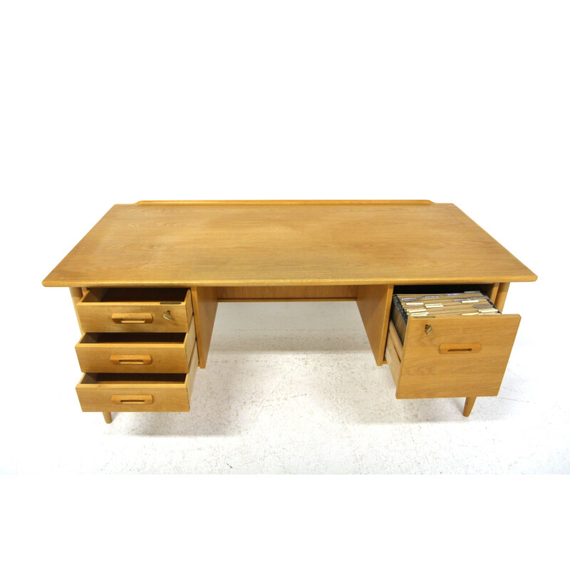 Scandinavian vintage oakwood desk by Lelångs Möbelfabrik, Sweden 1960