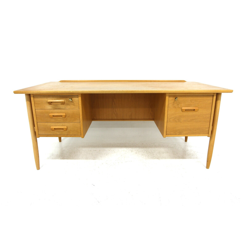 Scandinavian vintage oakwood desk by Lelångs Möbelfabrik, Sweden 1960