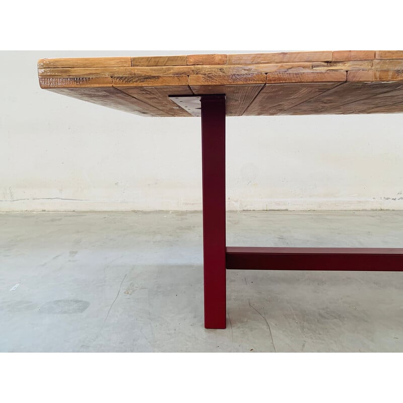 Mesa vintage hecha a mano en abeto reciclado, Italia
