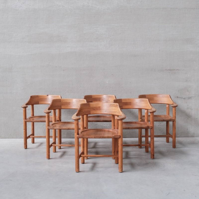 Set of 6 vintage pine chairs by Rainer Daumiller, Denmark 1960