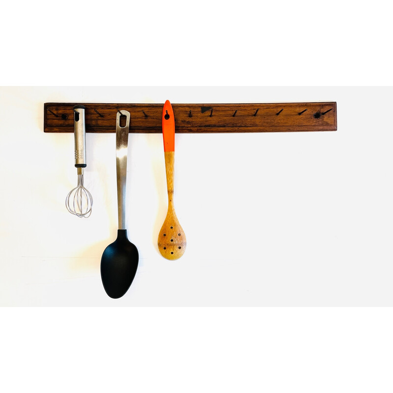 Solid oakwood vintage kitchen utensils holder