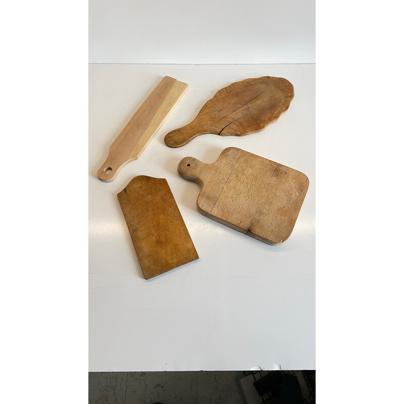 Conjunto de 4 tábuas de corte de madeira vintage