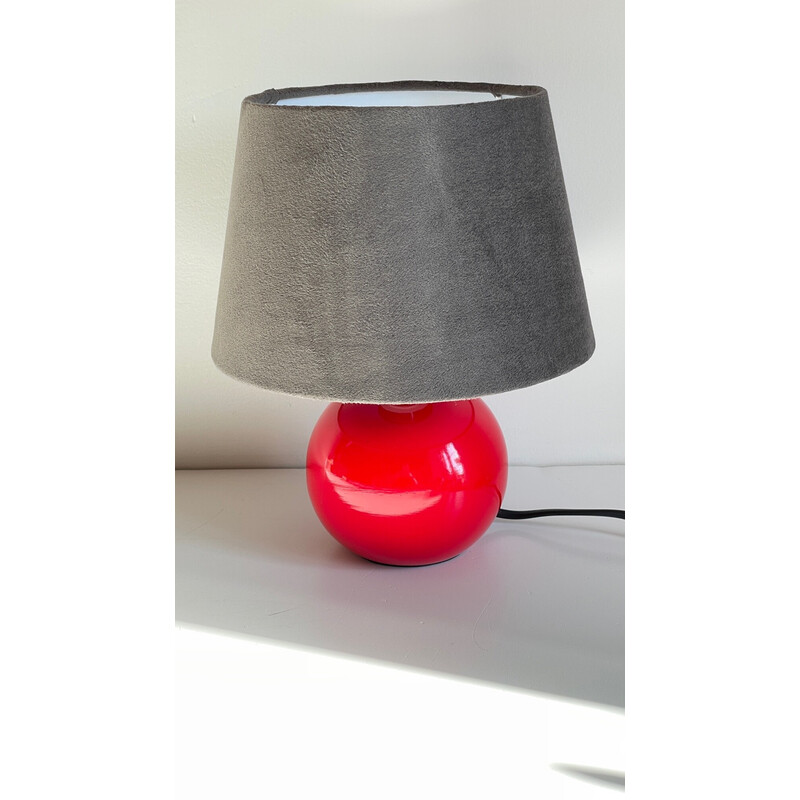 Lampe Boule vintage en bois laquée rouge, 1970-1980