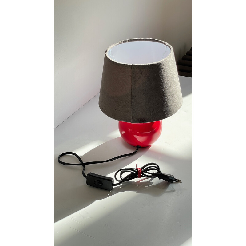 Lampe Boule vintage en bois laquée rouge, 1970-1980