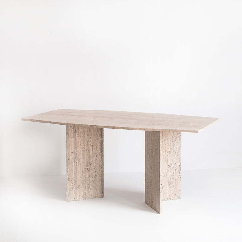 Vintage travertine marble table, Italy 1990