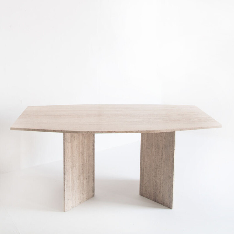 Vintage travertine marble table, Italy 1990