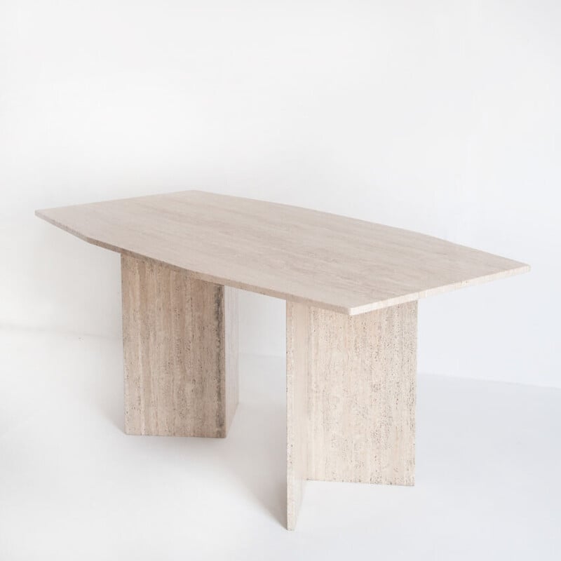 Vintage travertine marble table, Italy 1990