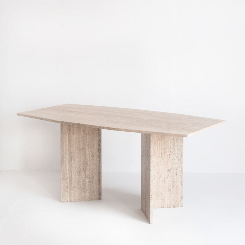 Vintage travertine marble table, Italy 1990