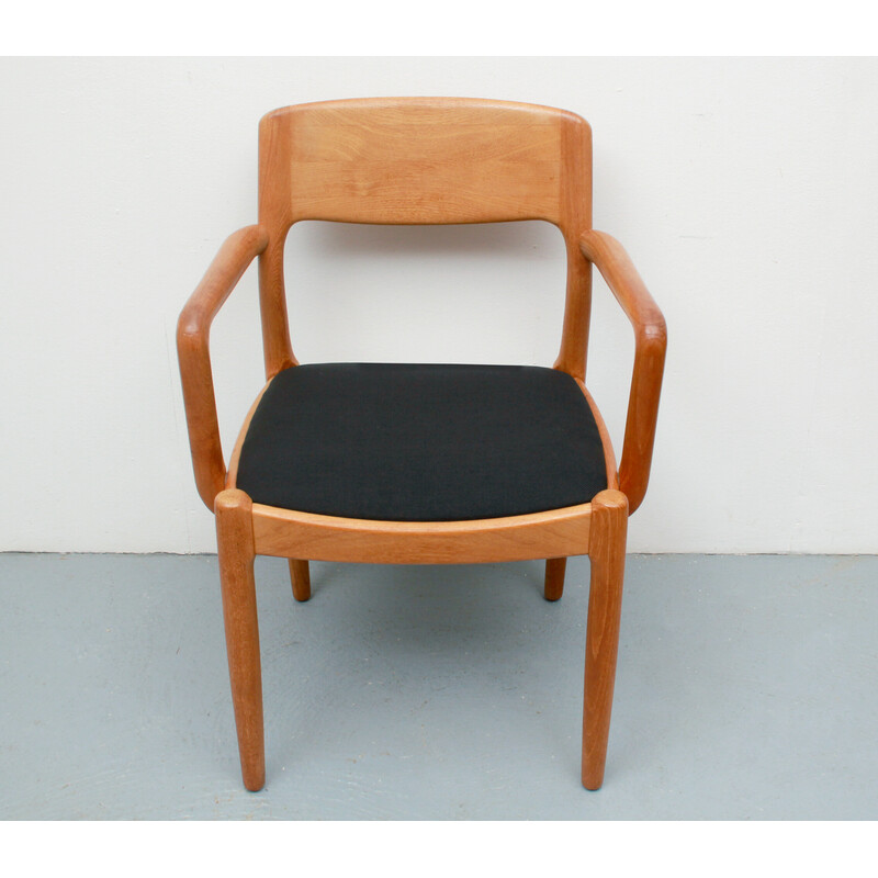 Vintage armchair in oakwood and fabric by Juul Kristensen, Denmark 1970s