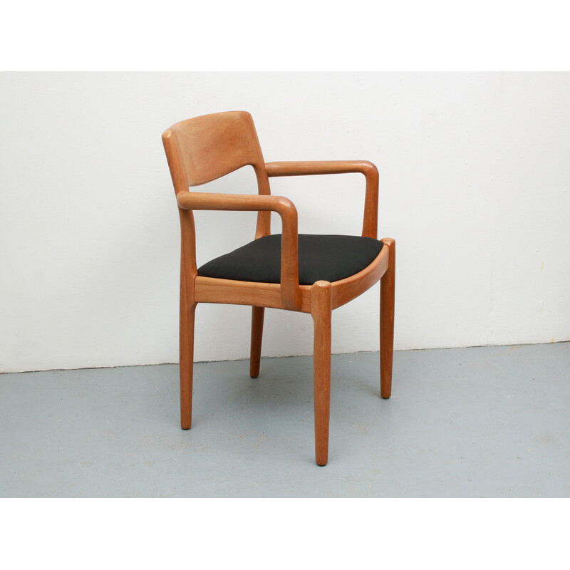 Vintage armchair in oakwood and fabric by Juul Kristensen, Denmark 1970s