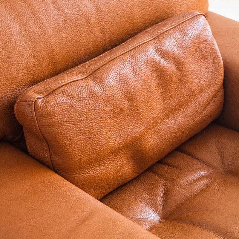 Paire de fauteuils vintage en cuir et bois pour Roche Bobois, France