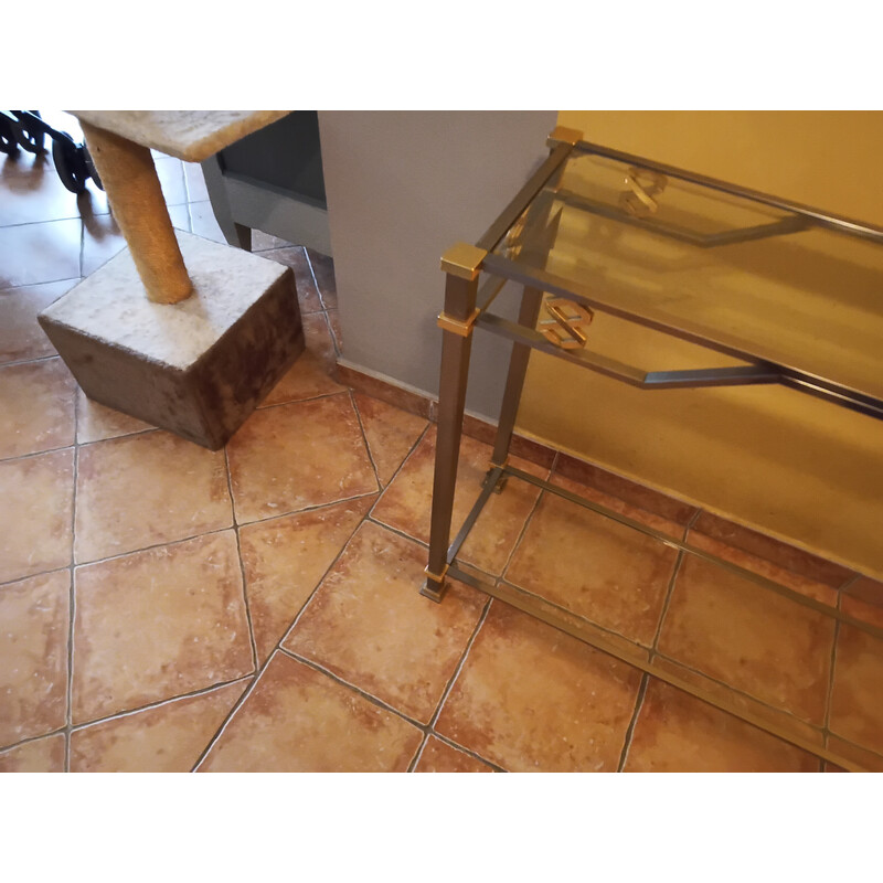 Vintage brass and brushed steel console