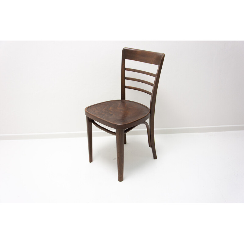 Bistrostuhl aus Nussbaumholz von Thonet, Tschechoslowakei 1930er Jahre