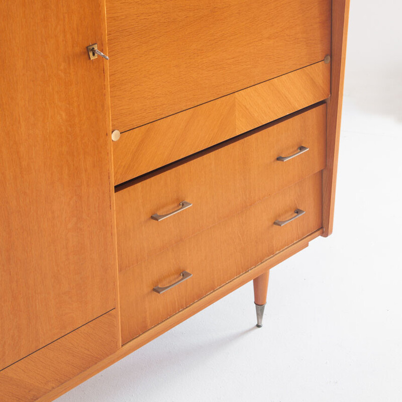 Vintage secretary in oak wood, France 1960