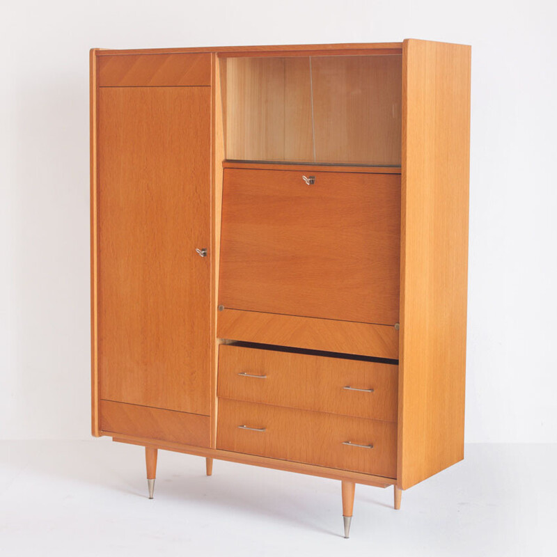 Vintage secretary in oak wood, France 1960