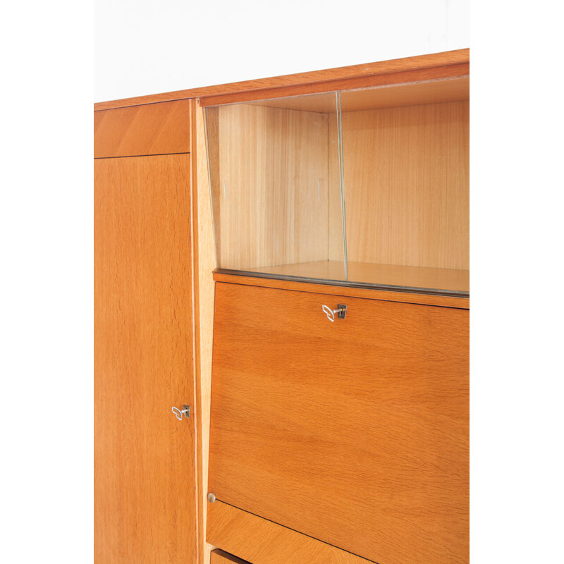 Vintage secretary in oak wood, France 1960