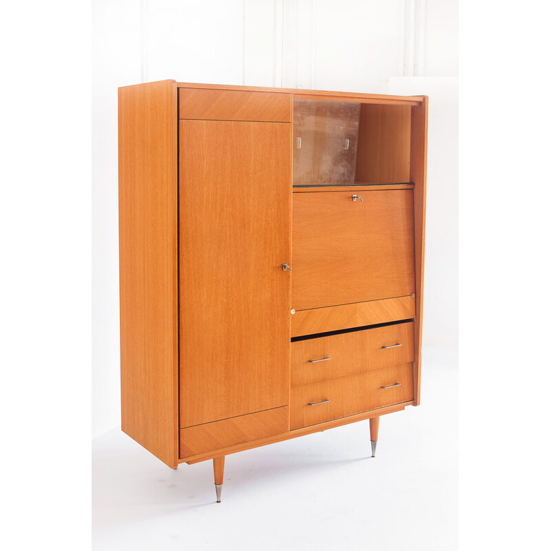 Vintage secretary in oak wood, France 1960