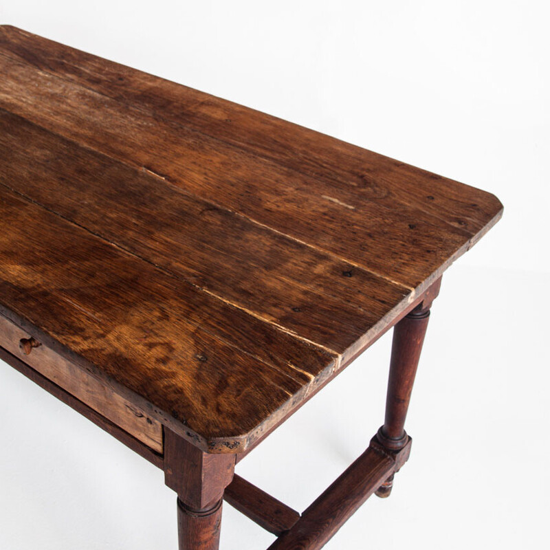Vintage farm table in solid oakwood, France 1920-1930