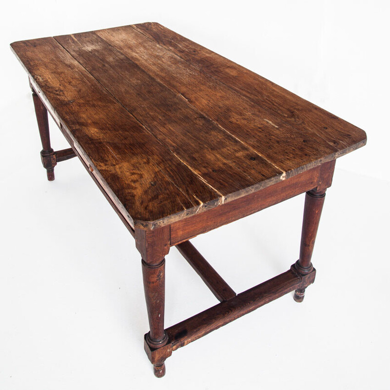 Vintage farm table in solid oakwood, France 1920-1930