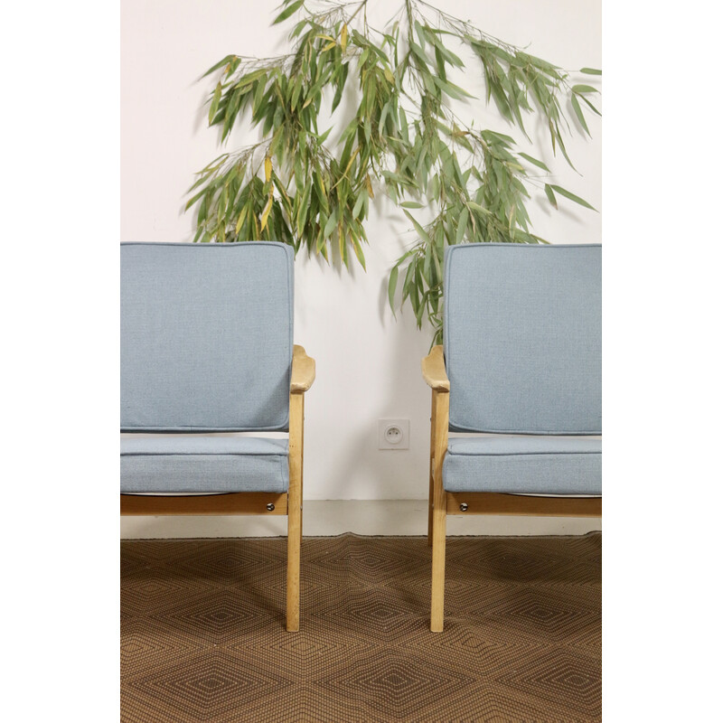 Pair of vintage beechwood armchairs, 1960