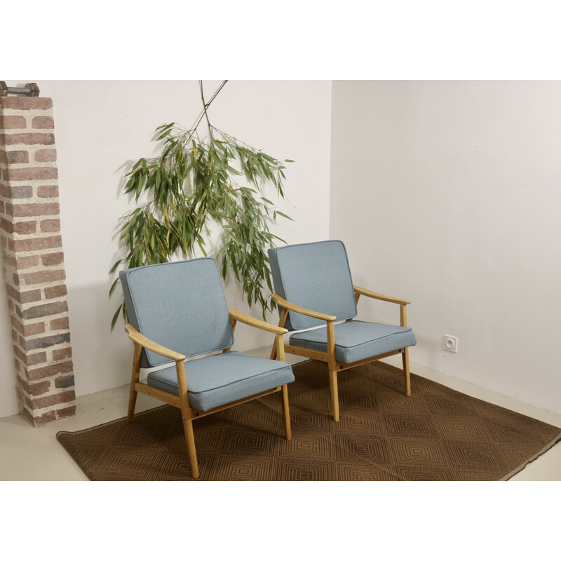 Pair of vintage beechwood armchairs, 1960