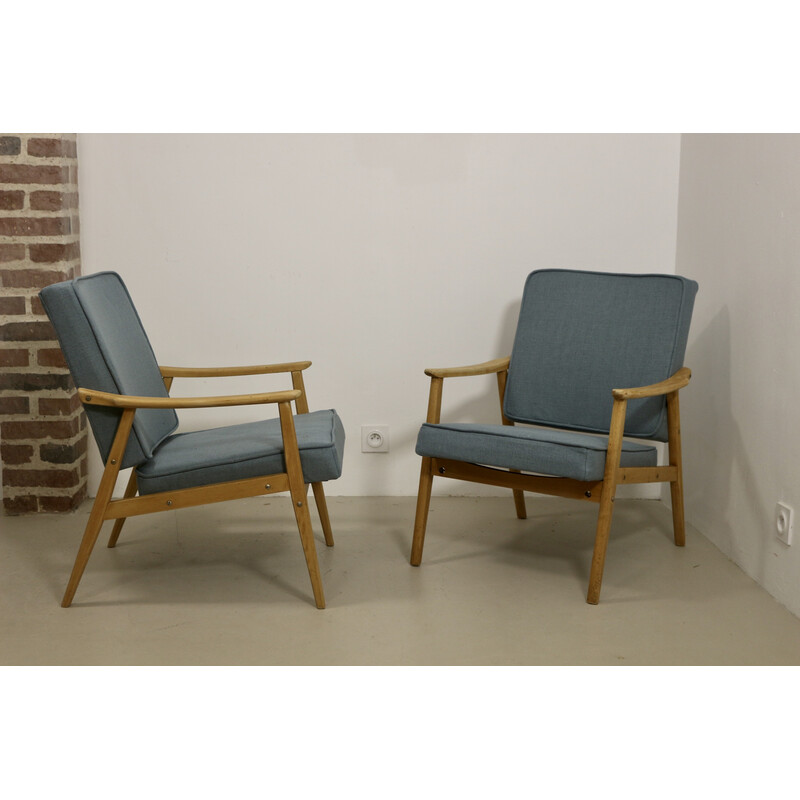 Pair of vintage beechwood armchairs, 1960