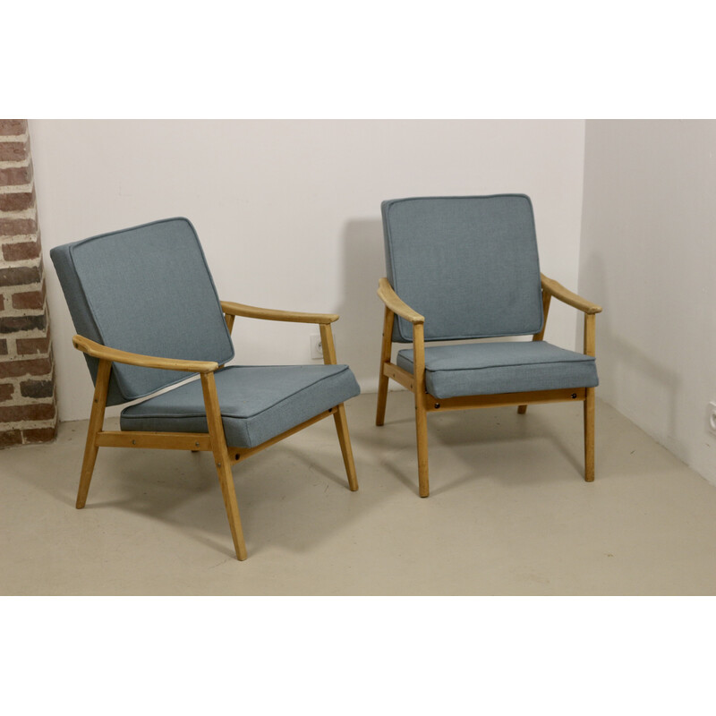 Paar vintage beukenhouten fauteuils, 1960