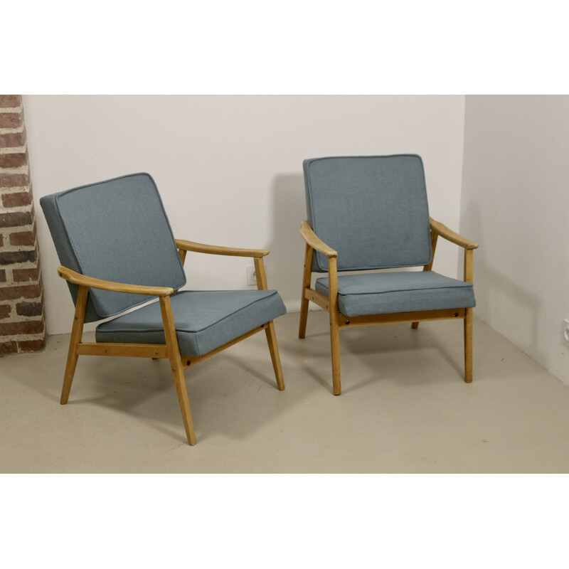 Pair of vintage beechwood armchairs, 1960