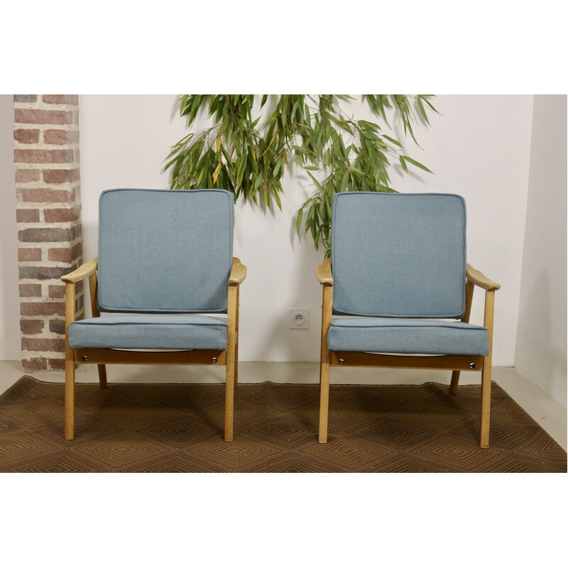 Paar vintage beukenhouten fauteuils, 1960