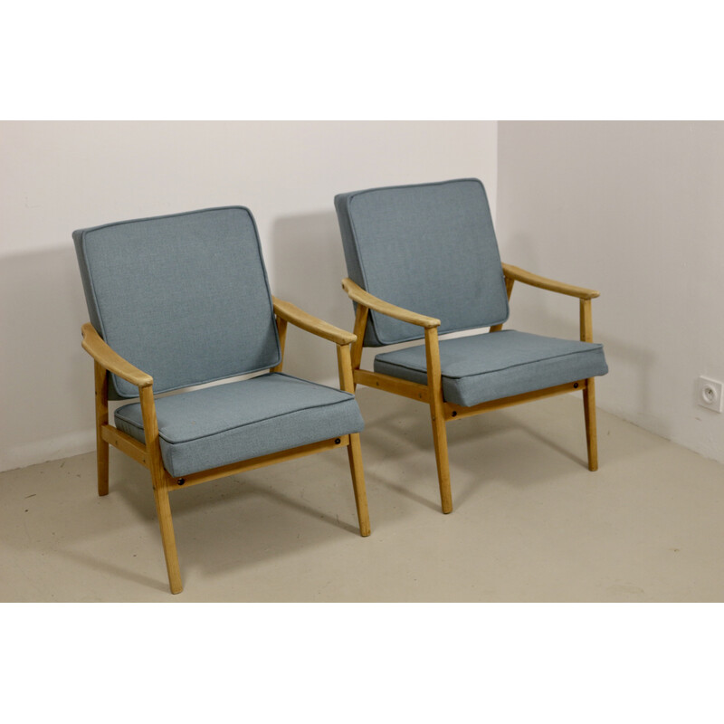 Pair of vintage beechwood armchairs, 1960