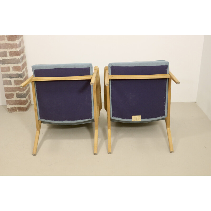 Paar vintage beukenhouten fauteuils, 1960