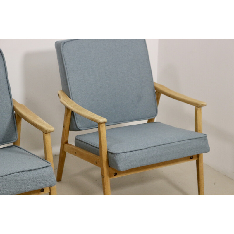 Paar vintage beukenhouten fauteuils, 1960