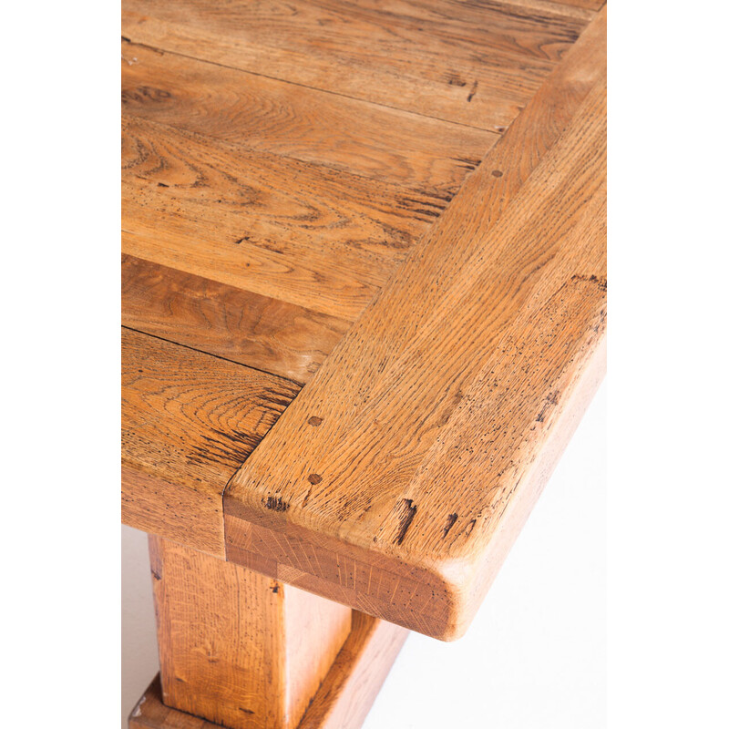 Vintage solid oakwood farm table, 1980