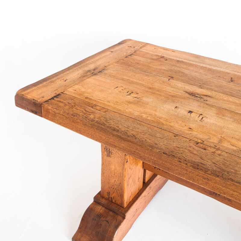 Table de ferme vintage en chêne massif, 1980