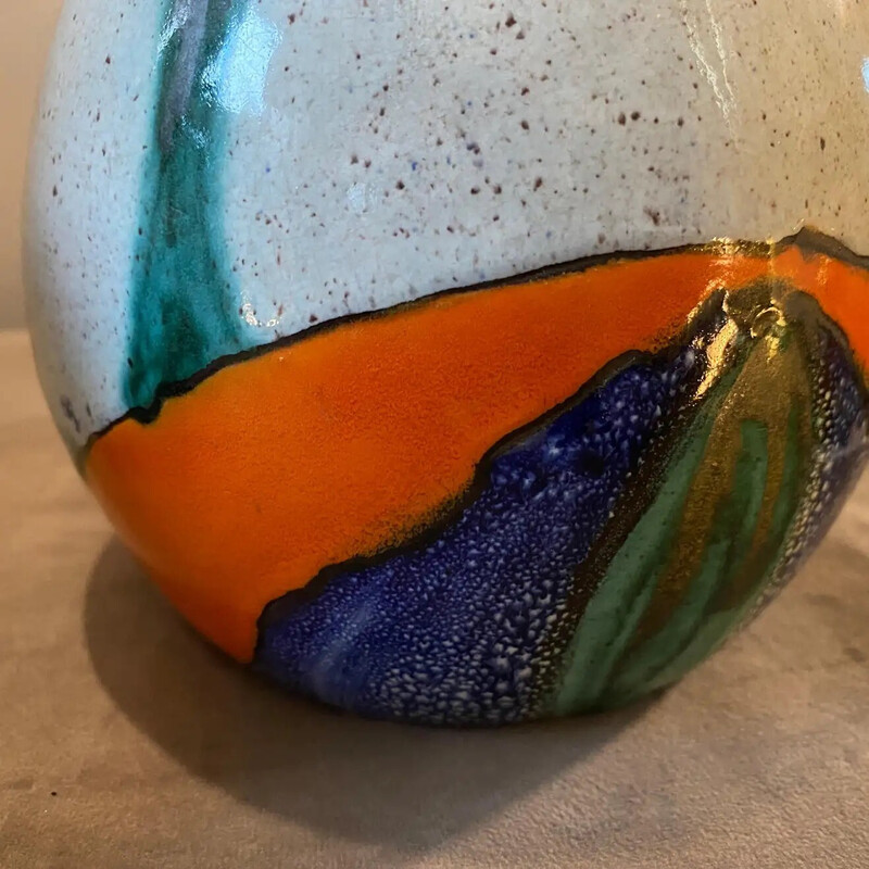 Ein Paar Vintage-Vasen aus Keramik, bemalt von Ceramique De Bruxelles, 1970