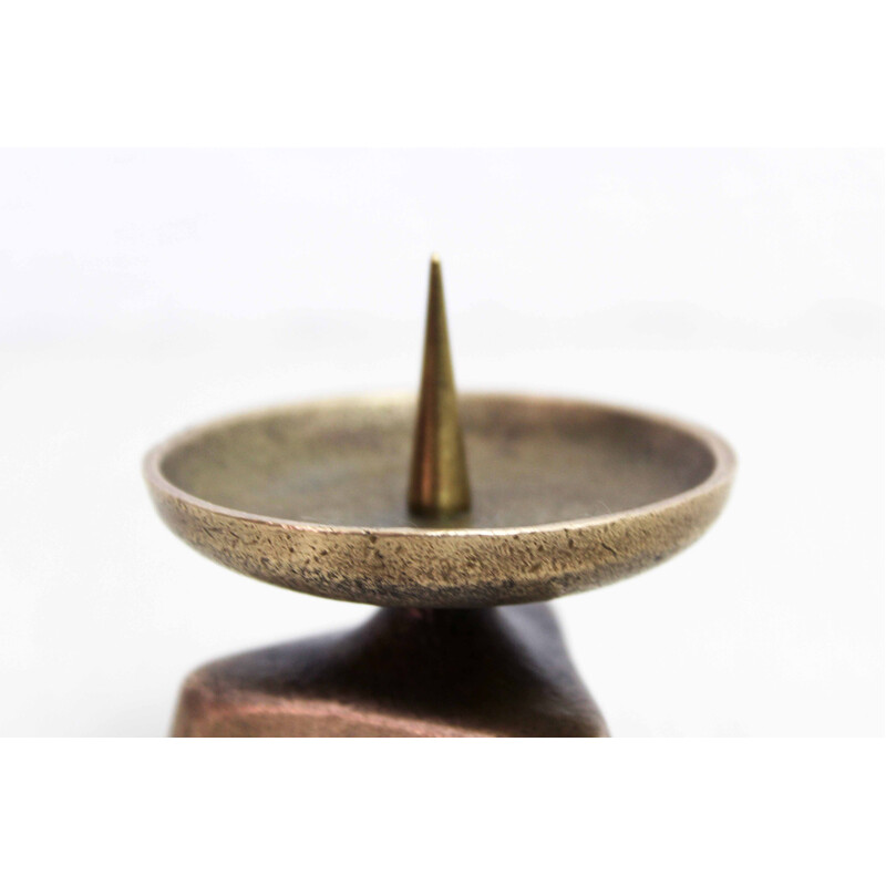 Vintage Brutalist candlestick in bronze, 1960