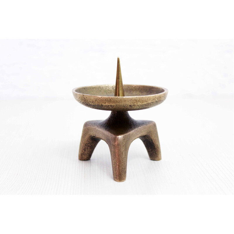 Candelabro brutalista vintage en bronce, 1960