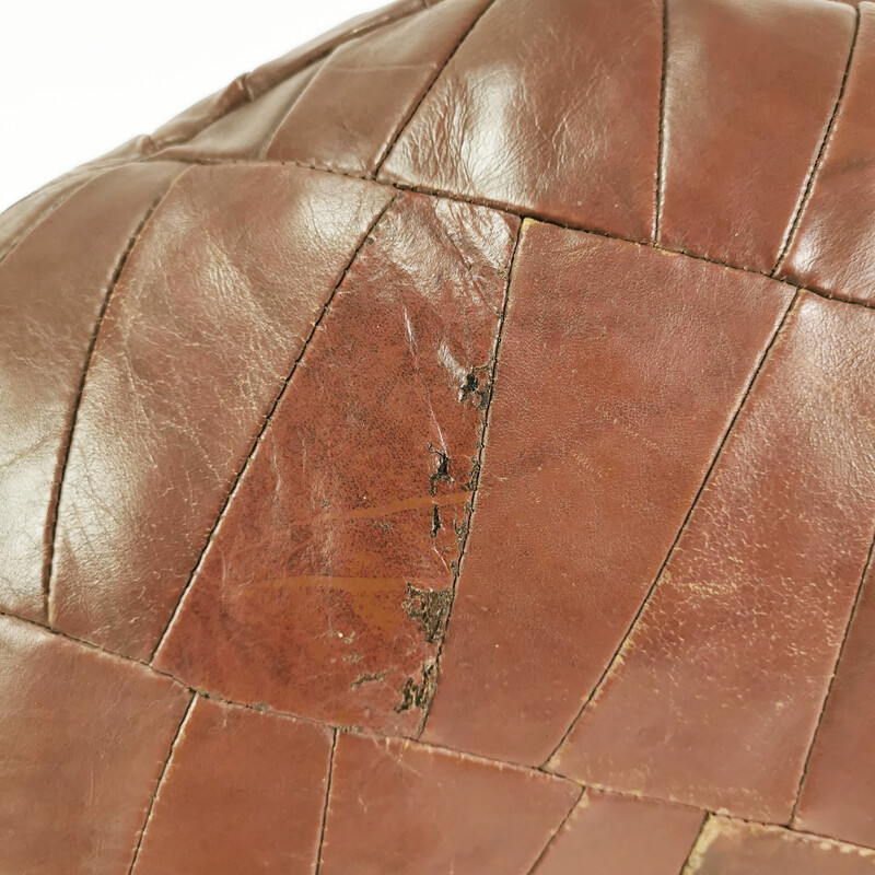 Vintage leather pouffe with storage, Germany 1970