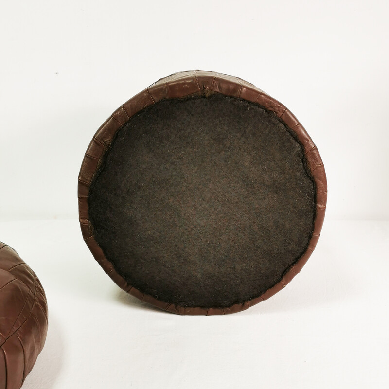 Vintage leather pouffe with storage, Germany 1970