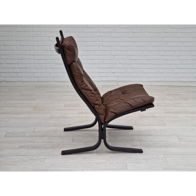 Vintage Siesta wooden and leather armchair by Ingmar Relling for Westnofa Furniture, 1960