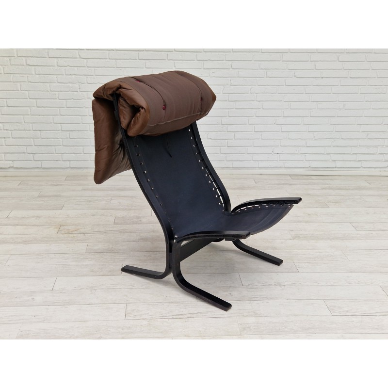 Vintage Siesta wooden and leather armchair by Ingmar Relling for Westnofa Furniture, 1960