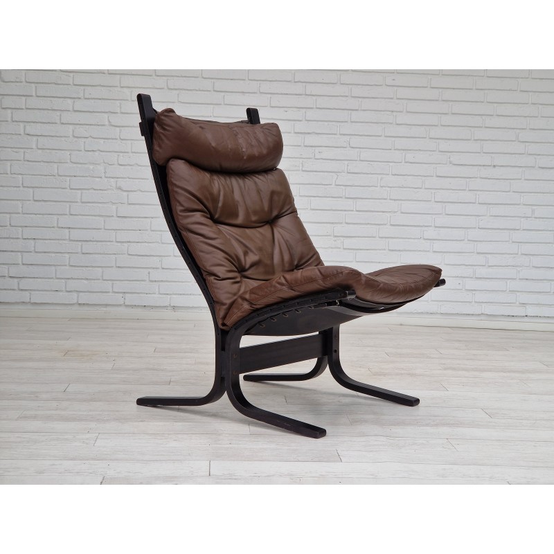 Vintage Siesta houten en lederen fauteuil van Ingmar Relling voor Westnofa Furniture, 1960
