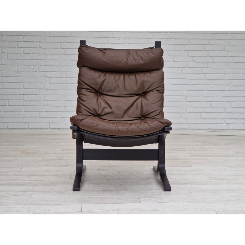 Vintage Siesta houten en lederen fauteuil van Ingmar Relling voor Westnofa Furniture, 1960