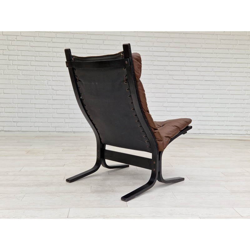 Vintage Siesta wooden and leather armchair by Ingmar Relling for Westnofa Furniture, 1960